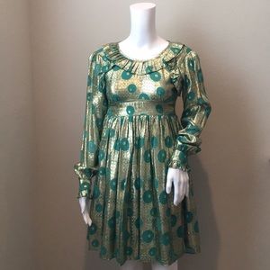 Incredible Vintage 60s Gold Lame Babydoll Dress